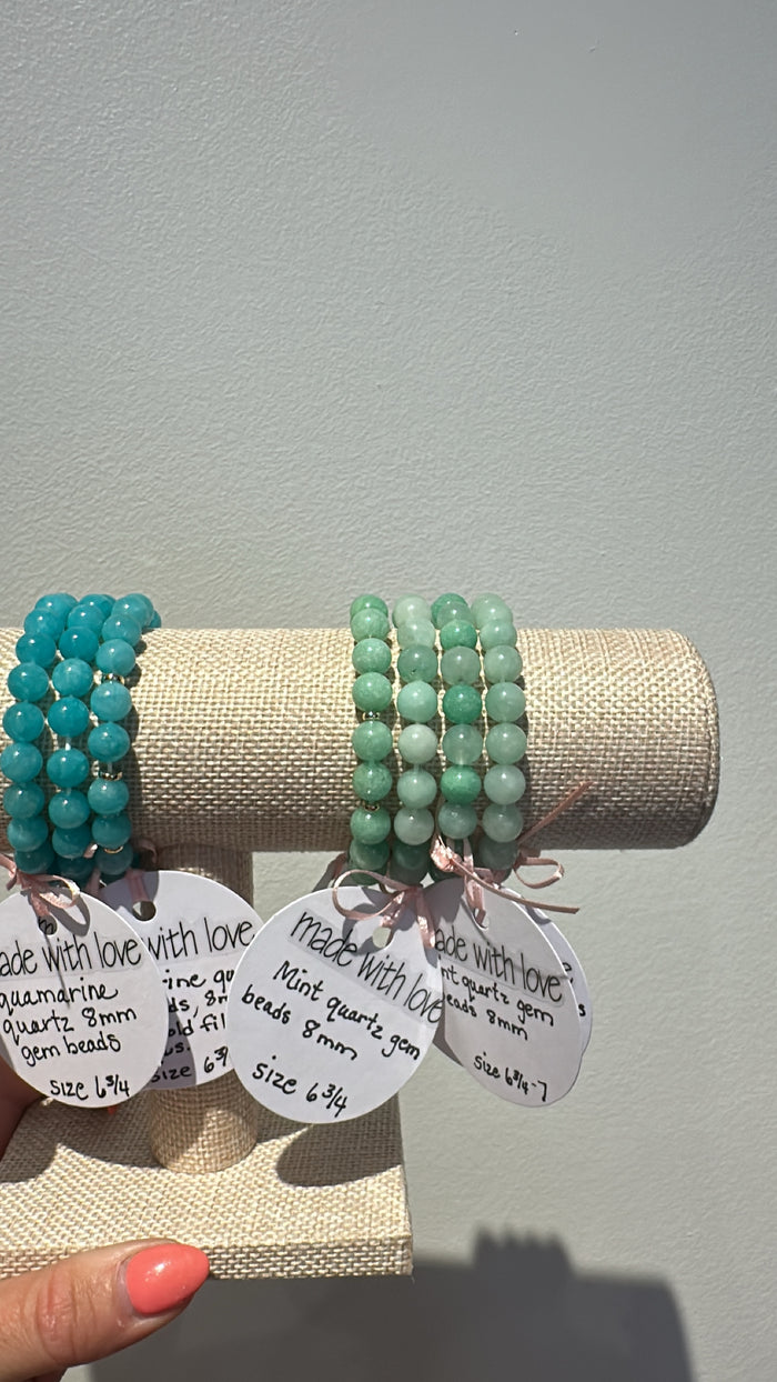 Mint Quartz Gem Beaded Bracelet by Kimberly Aman