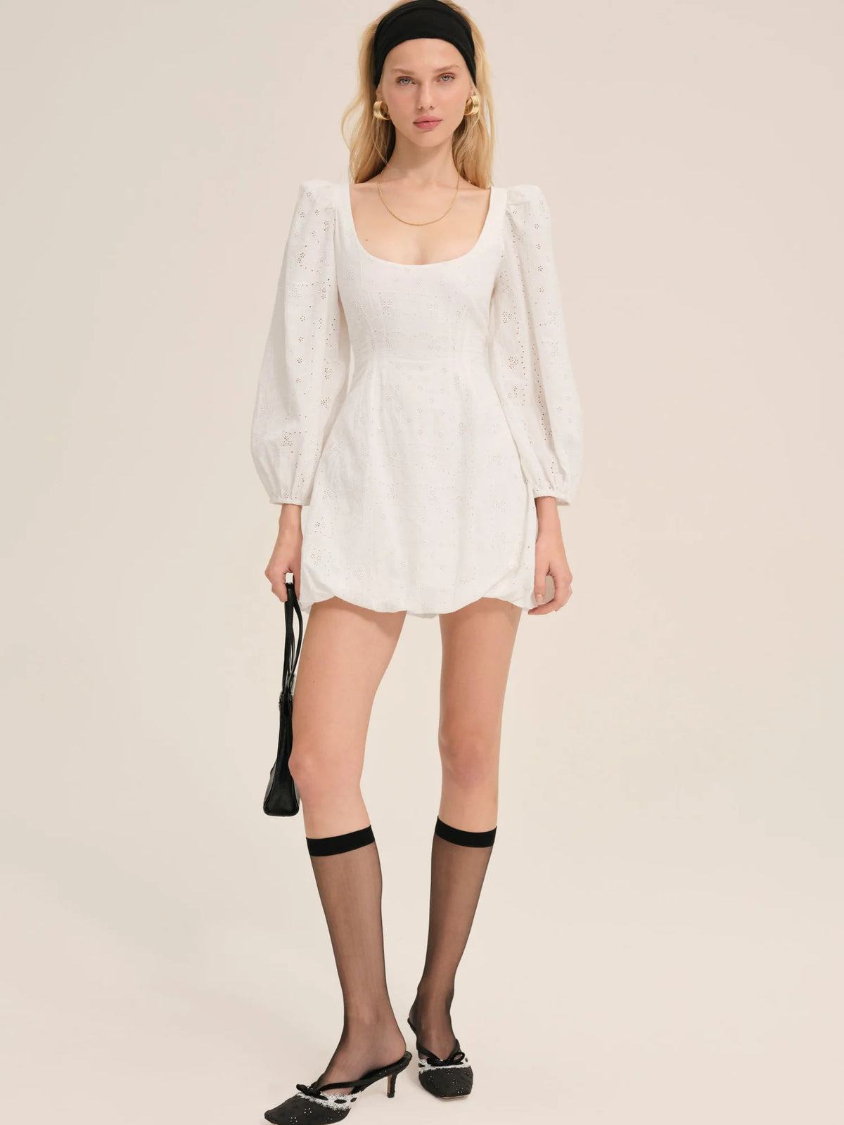Eyelet Long Sleeve Mini Dress by For Love and Lemons