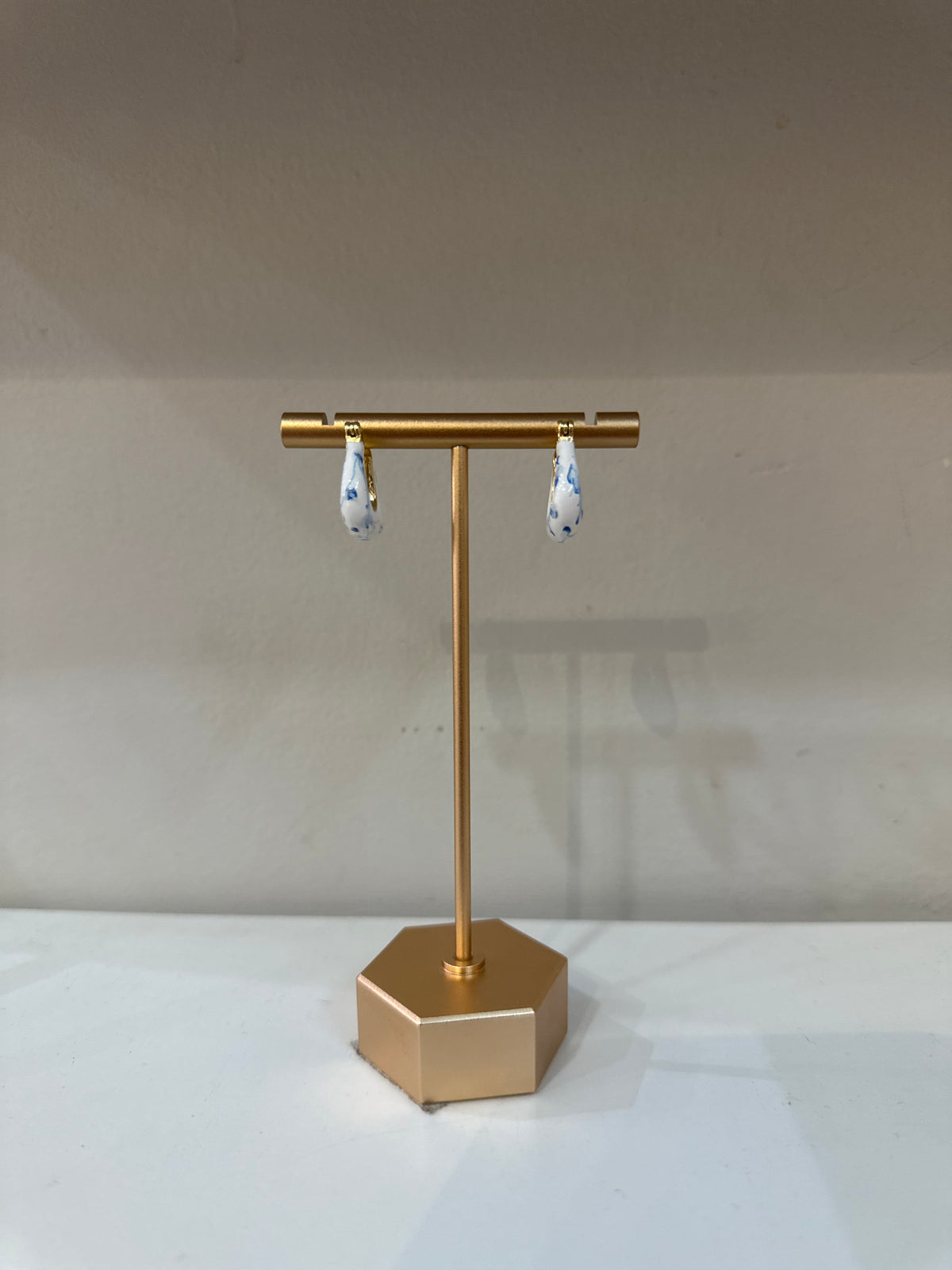 Blue and White Hoop Earrings by Charzie Jewelry