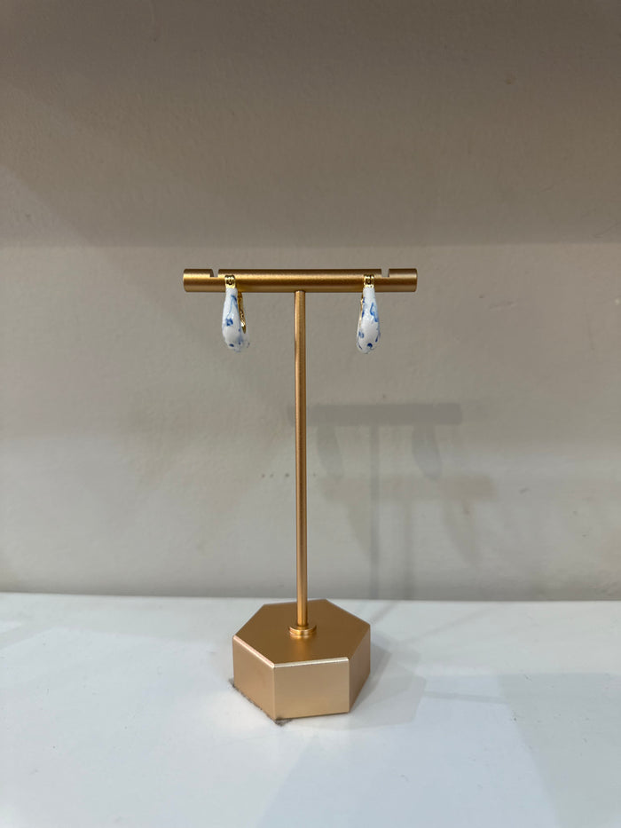 Blue and White Hoop Earrings by Charzie Jewelry