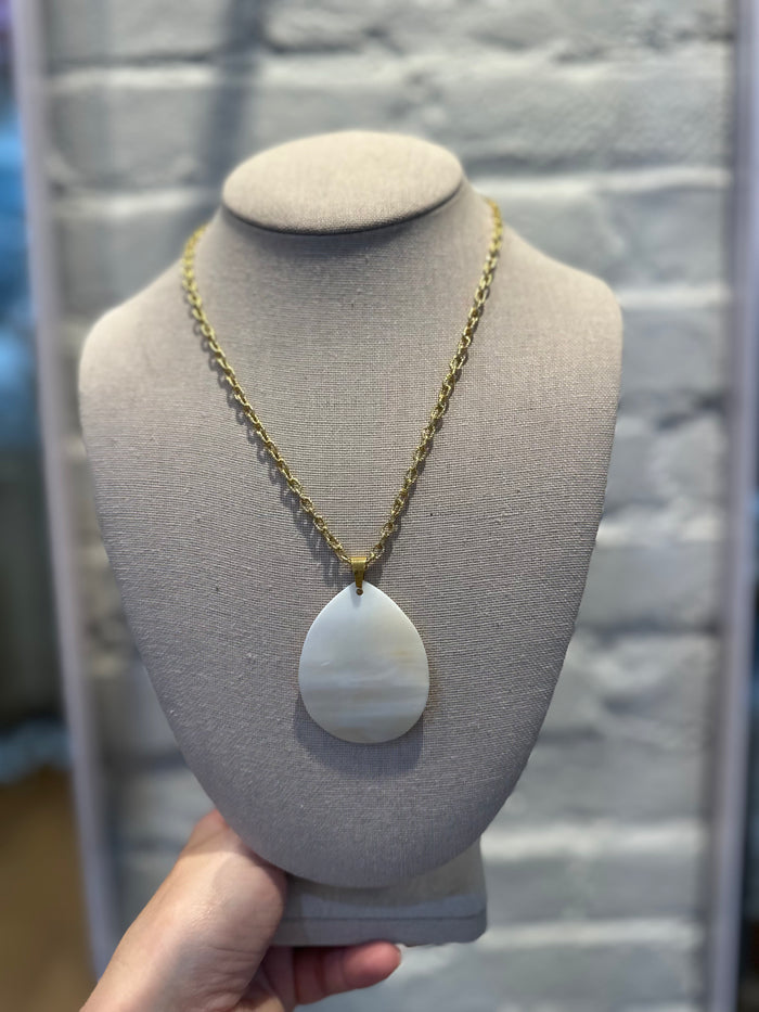 Shell Pendant Necklace On Cable Chain by Charzie Jewelry