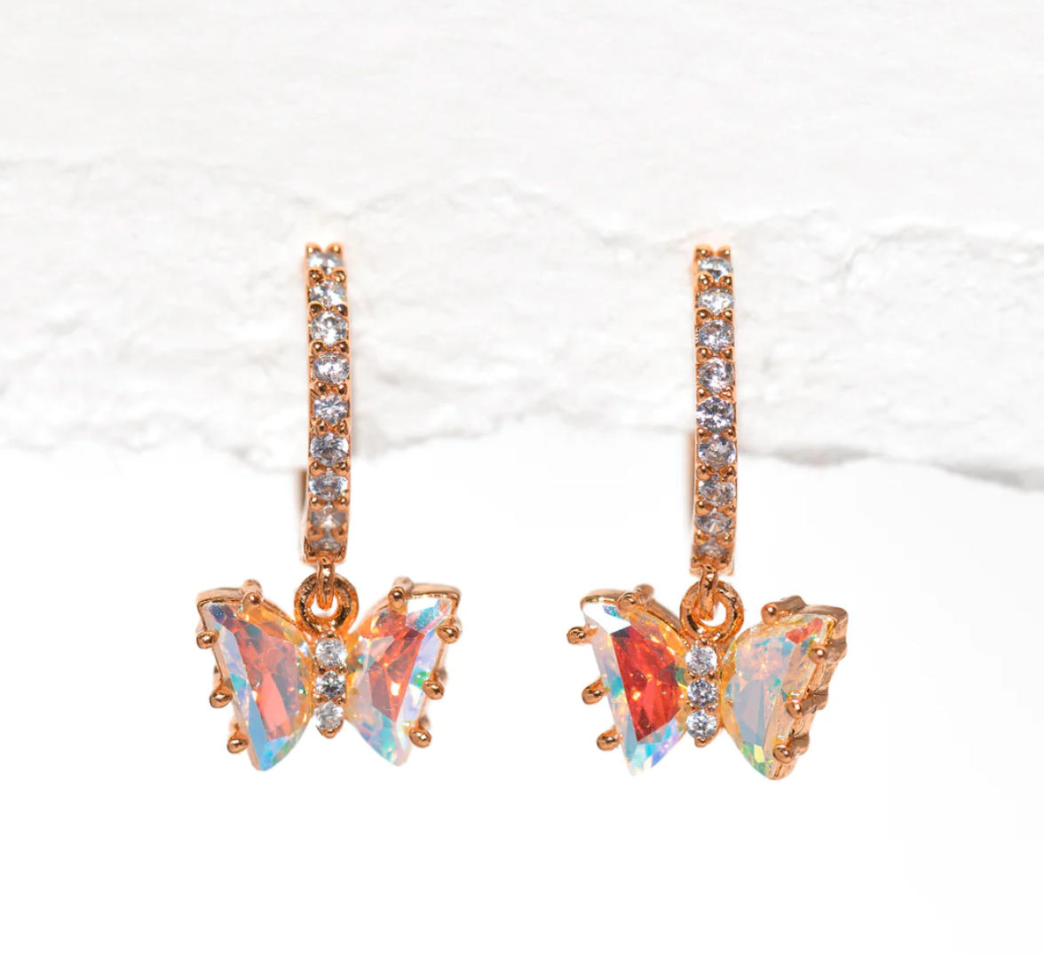 Butterfly Hoop Earrings in Silver and Gold by Girls Crew