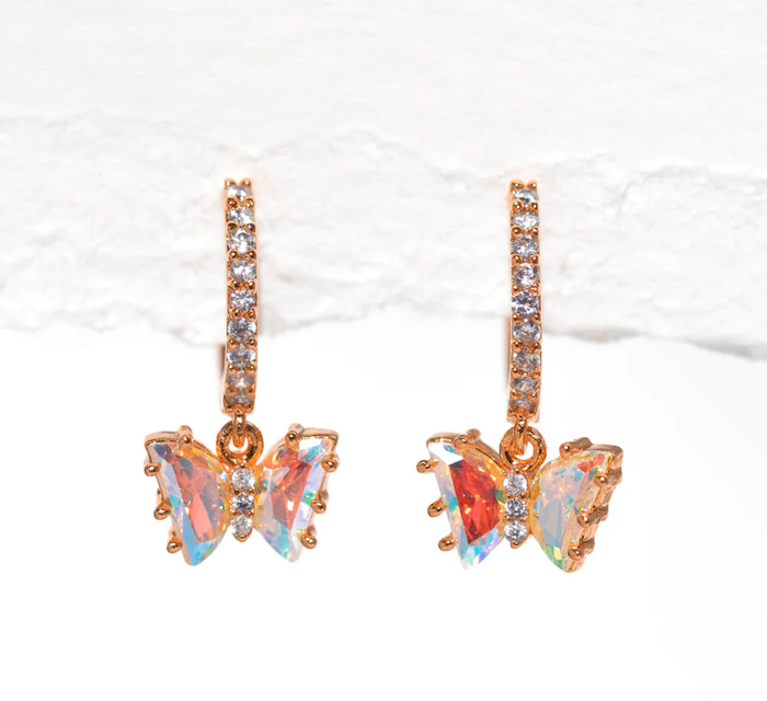 Butterfly Hoop Earrings in Silver and Gold by Girls Crew