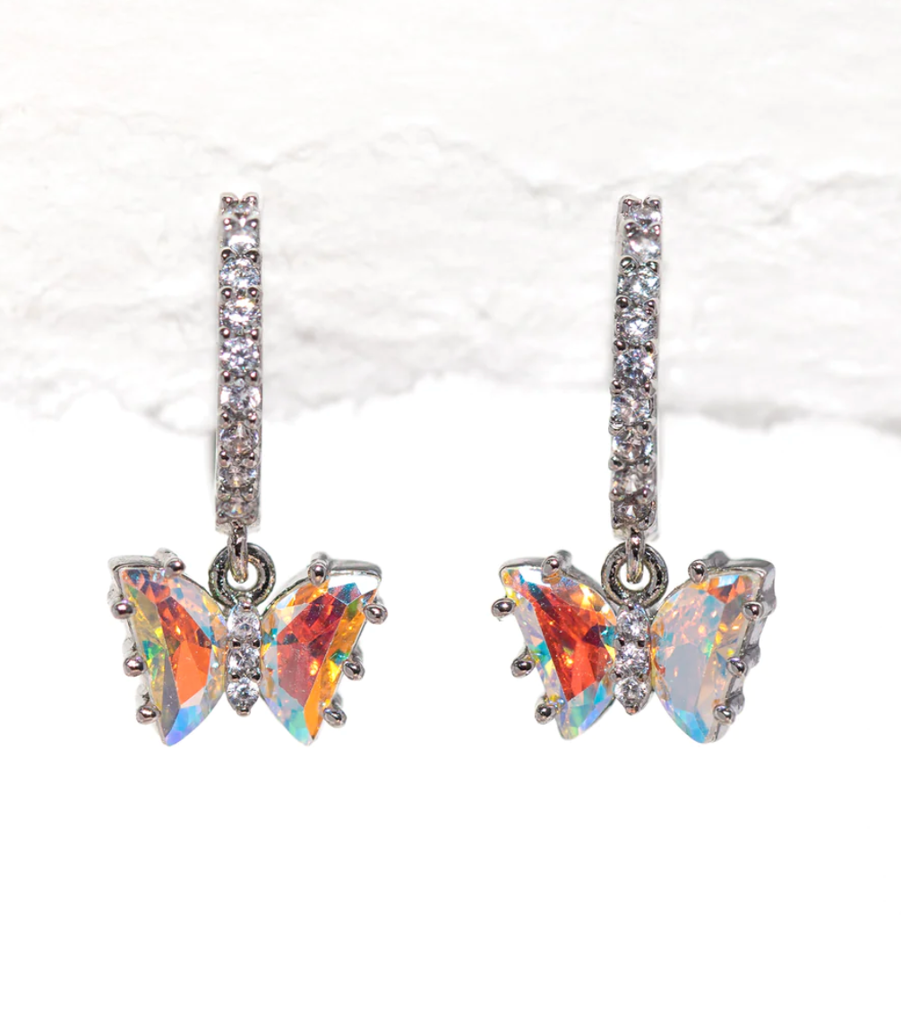 Butterfly Hoop Earrings in Silver and Gold by Girls Crew
