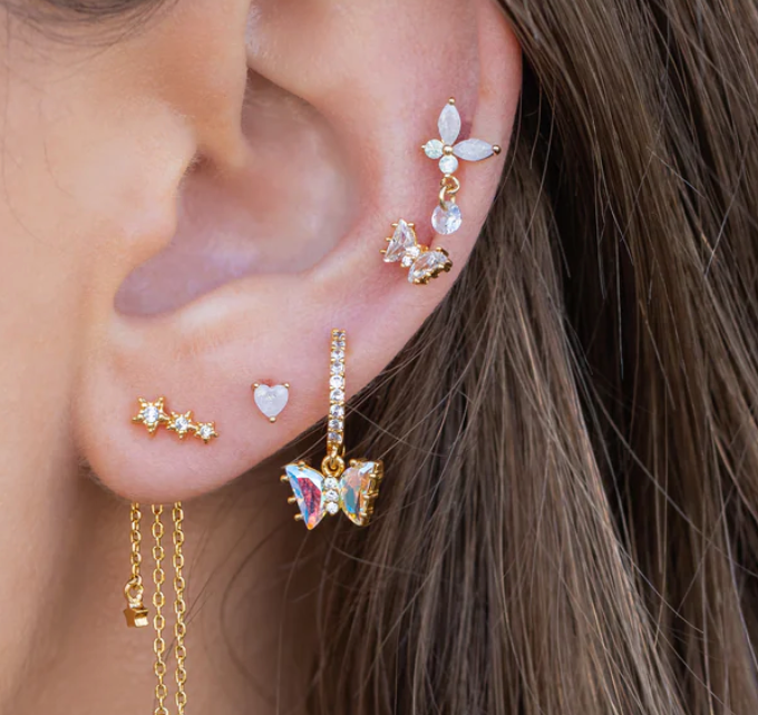 Butterfly Hoop Earrings in Silver and Gold by Girls Crew