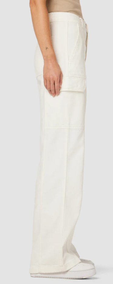 High-rise wide Leg Cargo Pants in White by Hudson Jeans