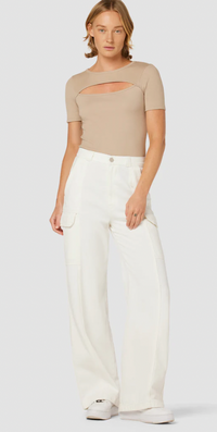 High-rise wide Leg Cargo Pants in White by Hudson Jeans