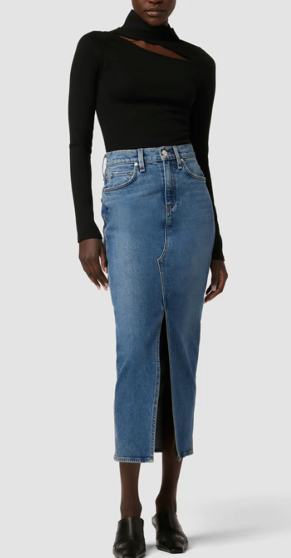 Reconstructed Midi Skirt with slit by Hudson Jeans