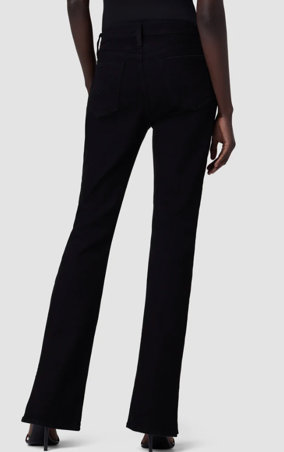 High Rise Baby Bootcut with Outseam Slit in Black by Hudson Jeans