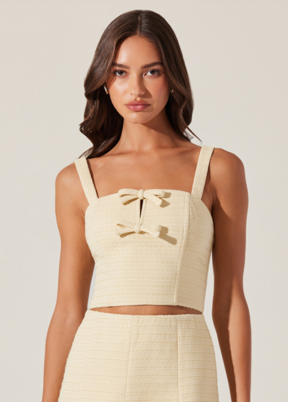 Kiona Bow Tweed Top by ASTR the label