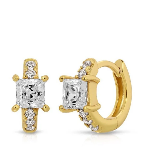 Cz huggie hoop earrings by Jurate