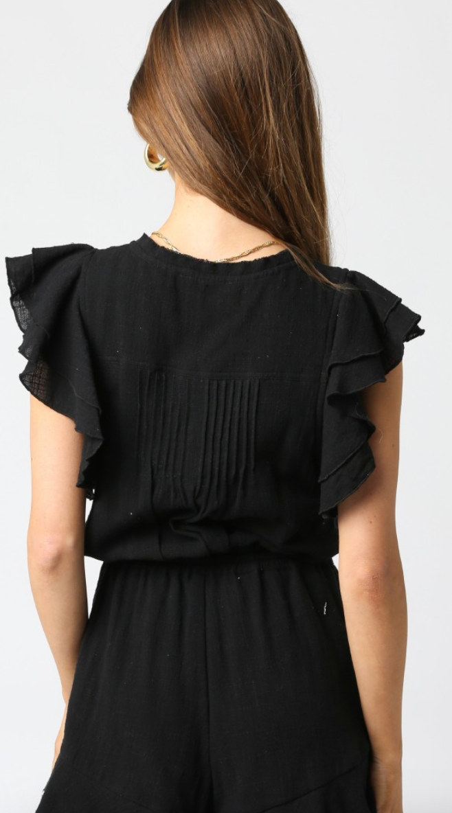 Black Ruffle Romper