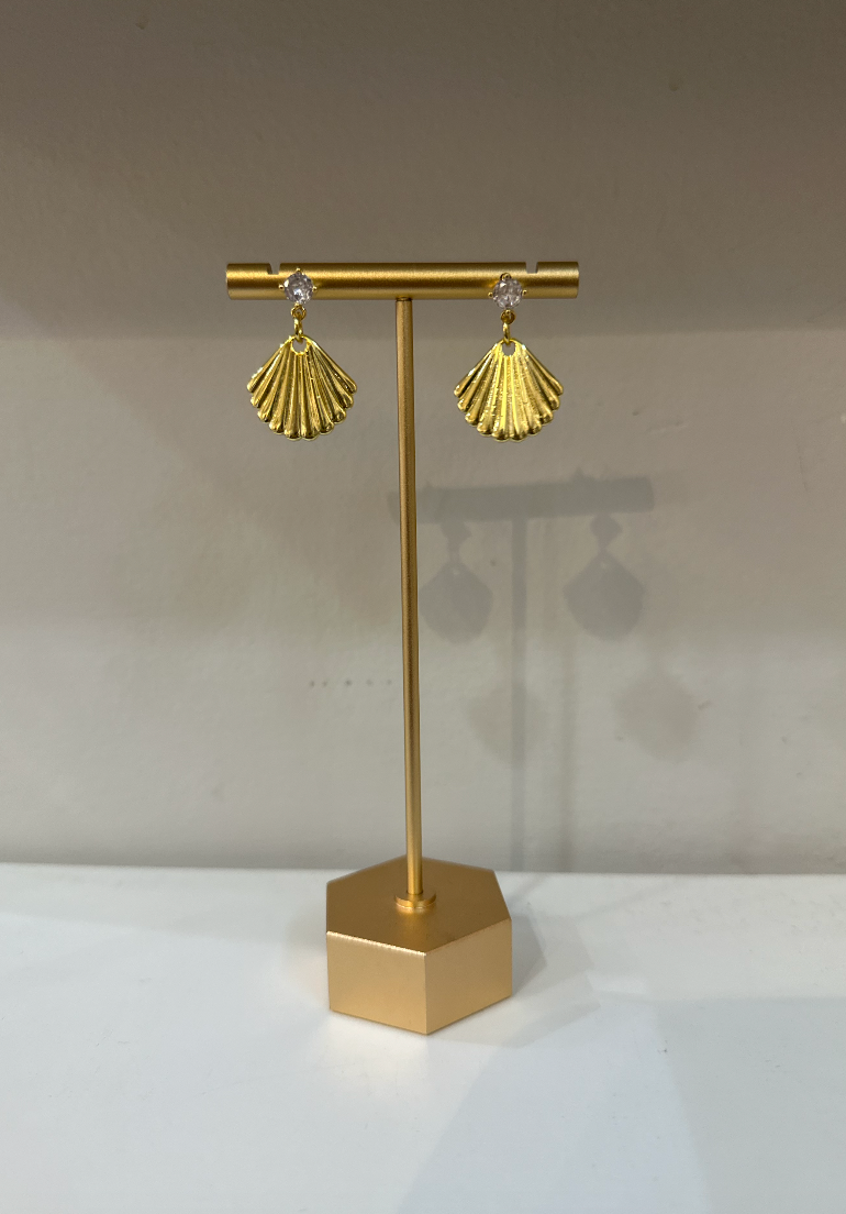 Cubic Zirconia and Shell Dangle Earrings by Charzie Jewelry