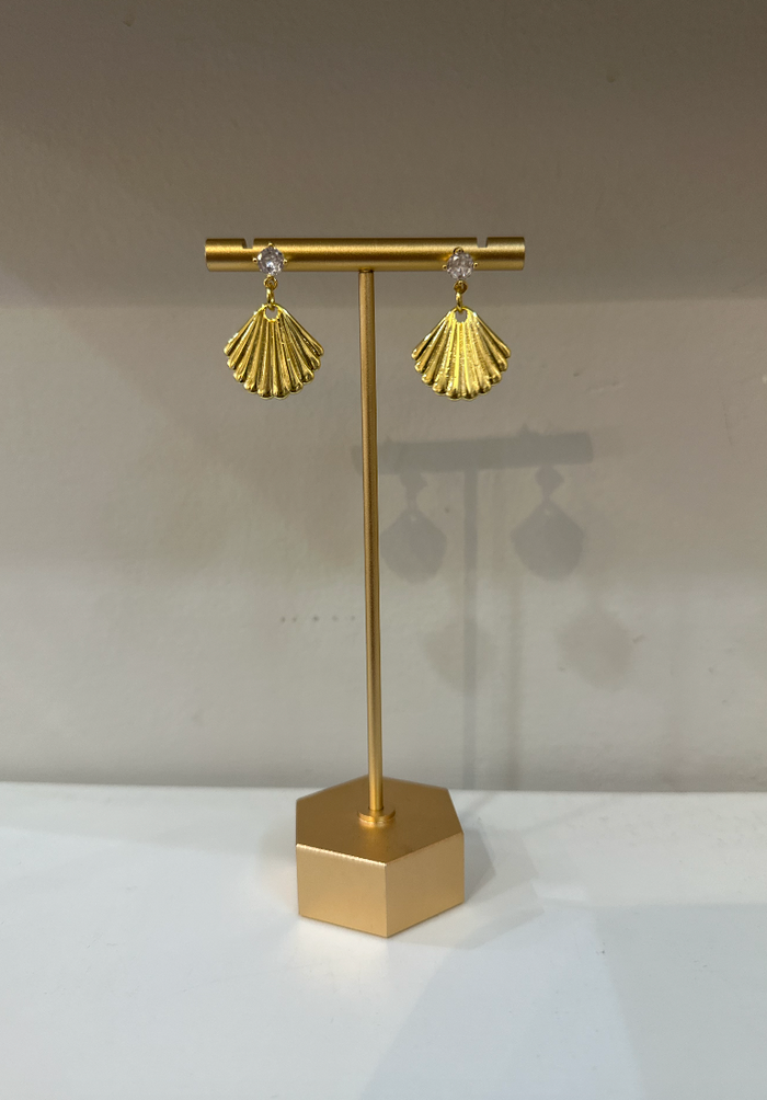 Cubic Zirconia and Shell Dangle Earrings by Charzie Jewelry