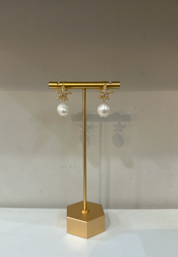 Starfish and Pearl Earring by Charzie Jewelry