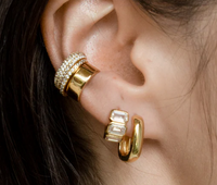 Sunset Emerald Cut Simulated Diamond Huggie Hoop Earring