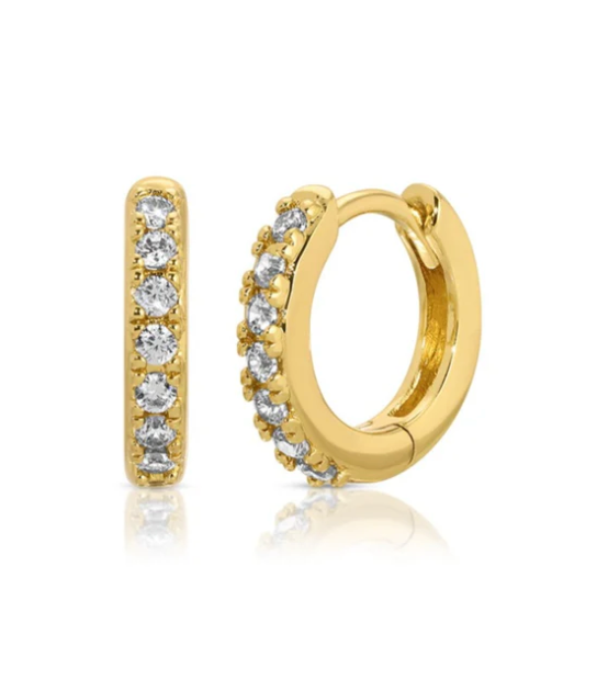 Cubic Zirconia Huggie Hoop by Jurate