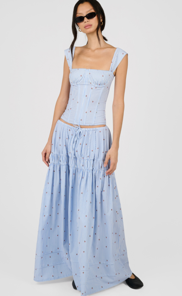 Blue Striped Maxi Skirt by We Wore What