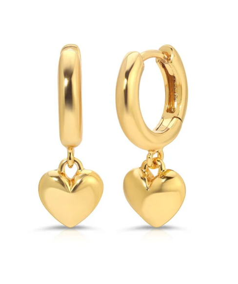 Love Bird Heart Huggie Earrings by Jurate