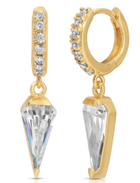 Fiona Pave Huggie Hoop with Diamond Dangle