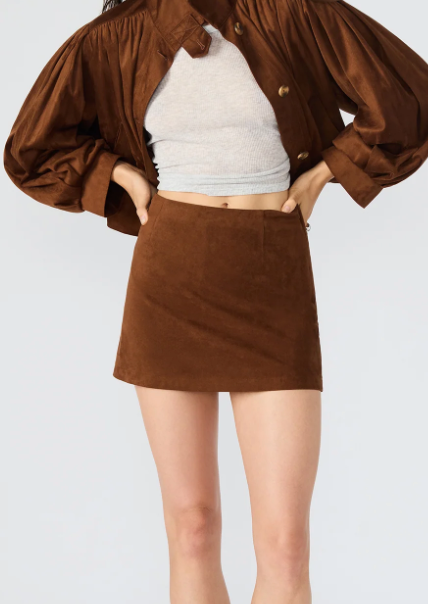 Brown Suede Cindi Mini Skirt by Steve Madden