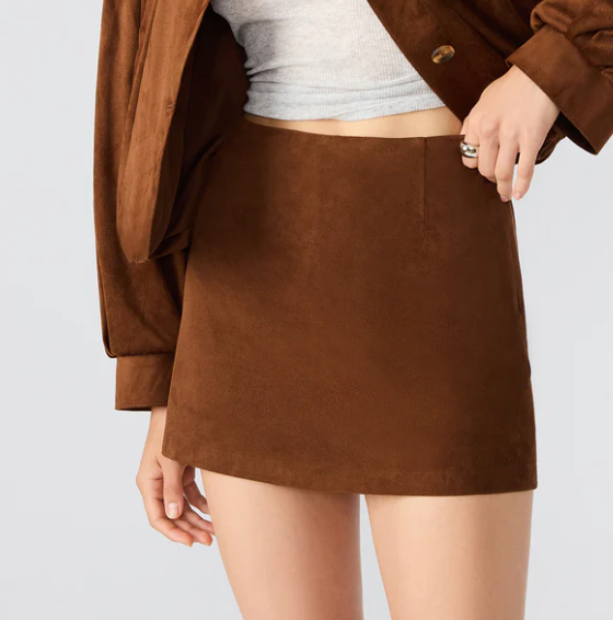 Brown Suede Cindi Mini Skirt by Steve Madden