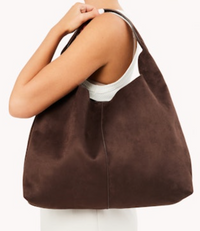 Remi Brown Suede Shoulder Bag by Billini