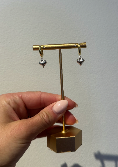 Gold Hoop with Silver Heart by Charzie Jewelry