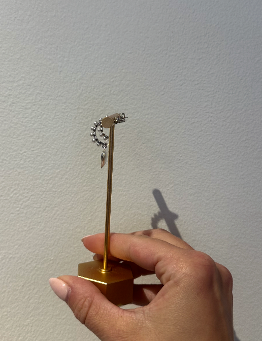 Silver Pearl Earrings with Silver Heart by Charzie Jewelry