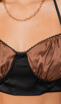 Satin Color Block Halter Crop Top