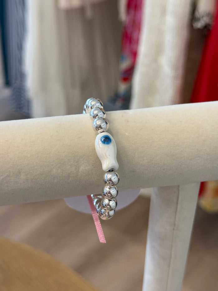 Sterling silver Plated Bracelet with Porcelain Fish by Kimberly Aman