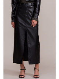 Black Vegan Leather Maxi Skirt by Lucy Paris