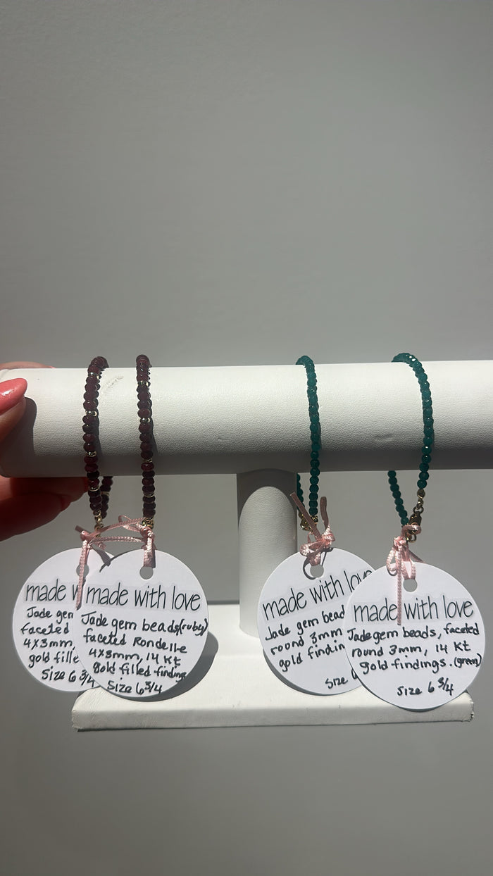 Ruby or Jade Beaded Bracelets by Kimberly Aman