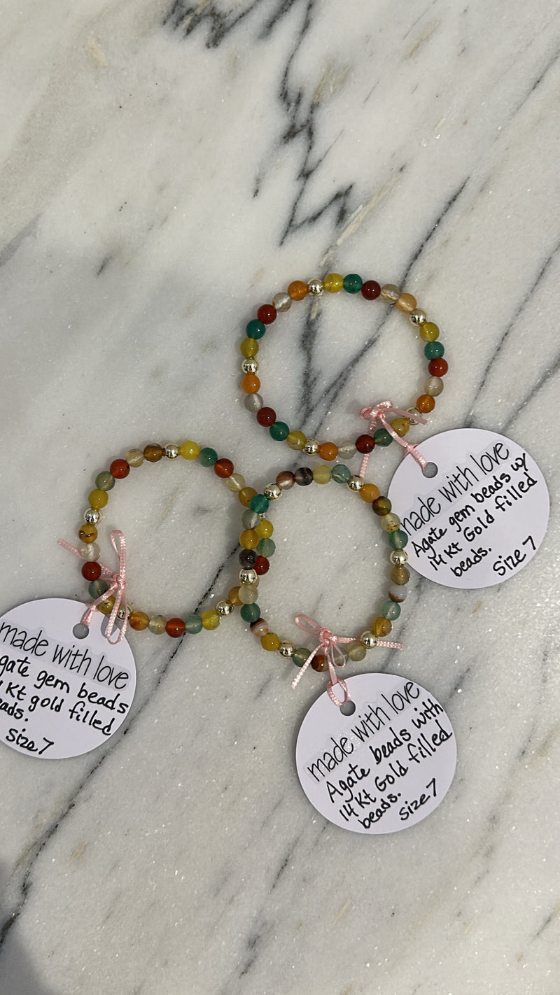 Agate Beaded Bracelet with 14kt gold filled beads by Kimberly Aman