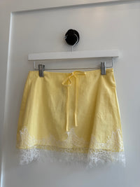 Lace Trim Yellow Mini Skirt