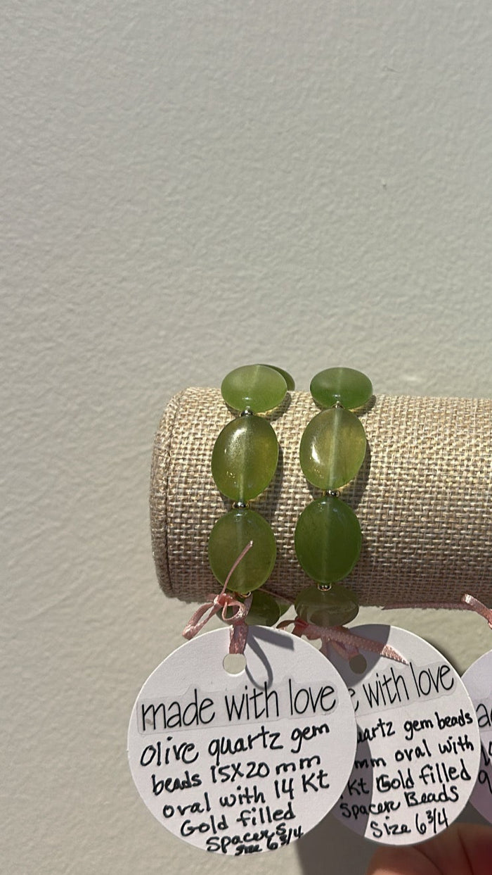 Olive Quartz Gemstone Beaded Bracelet by Kimberly Aman