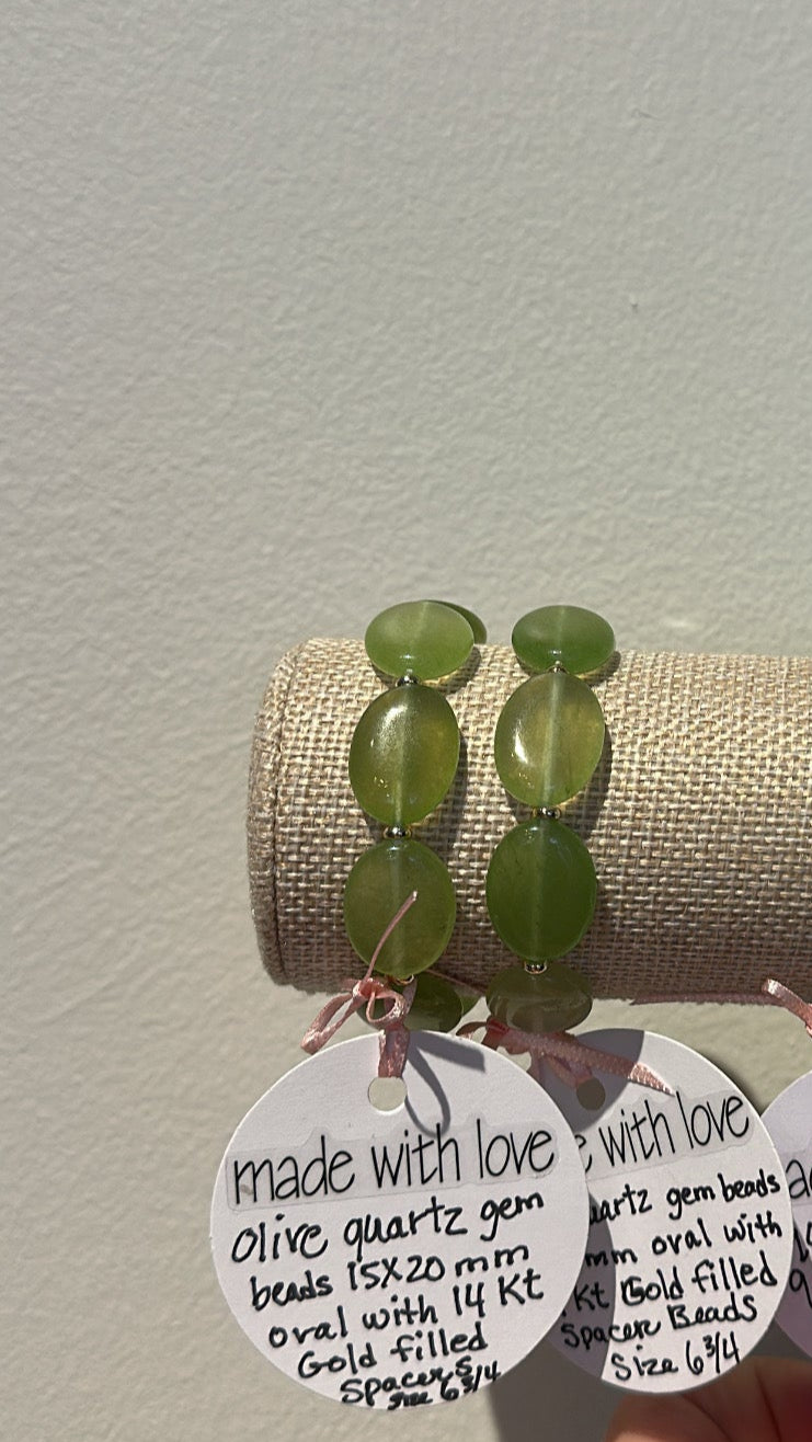 Olive Quartz Gemstone Beaded Bracelet by Kimberly Aman