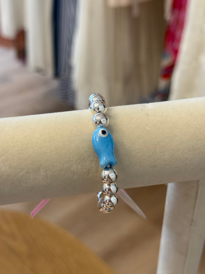 Sterling silver Plated Bracelet with Porcelain Fish by Kimberly Aman