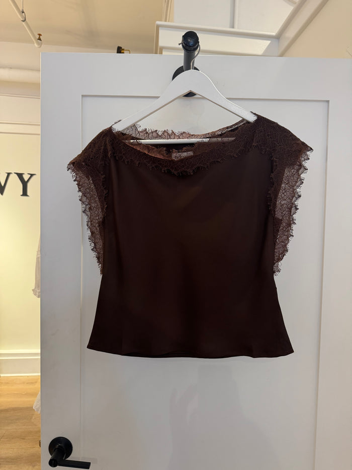 Brown Lace Top By Lucy Paris