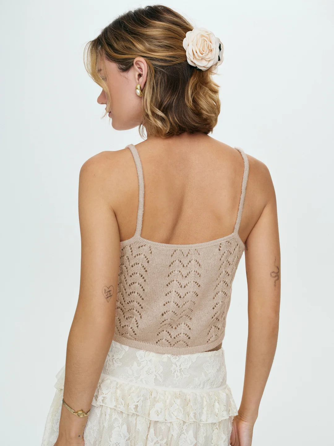 Evelyn Brown Crochet Cape and Tank Set by For Love and Lemons
