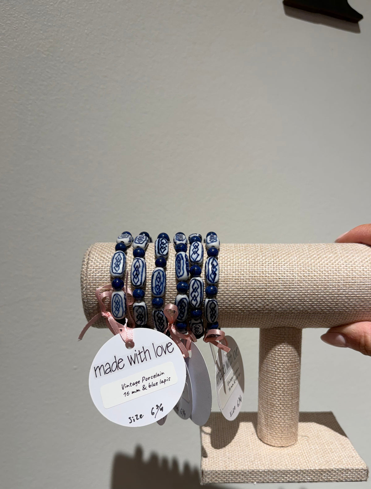 Blue and White Porcelain Beaded Bracelet by Kimberly Aman