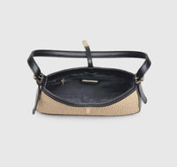 Raffia & Black Shoulder Bag