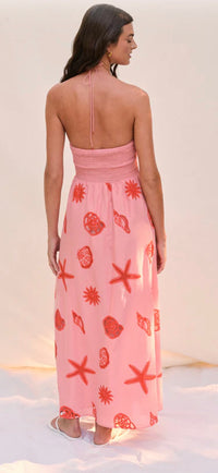 Pink Starfish and Shell Maxi Dress by Saylor