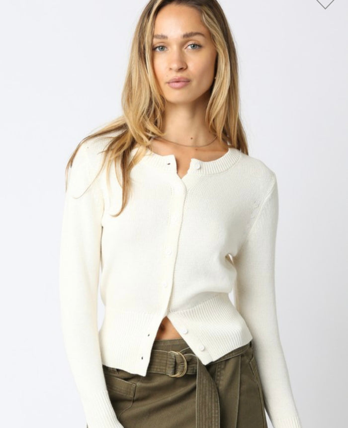 Button Down Sweater Cardigan Top in Black or Ivory