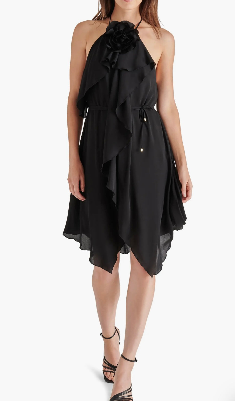 Rosette Midi Dress in black by Steve Madden