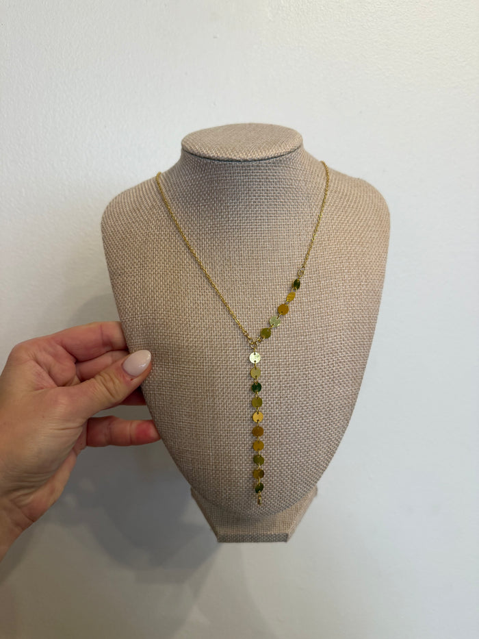 Gold Plated Coin Lariat Necklace by Kimberly Aman