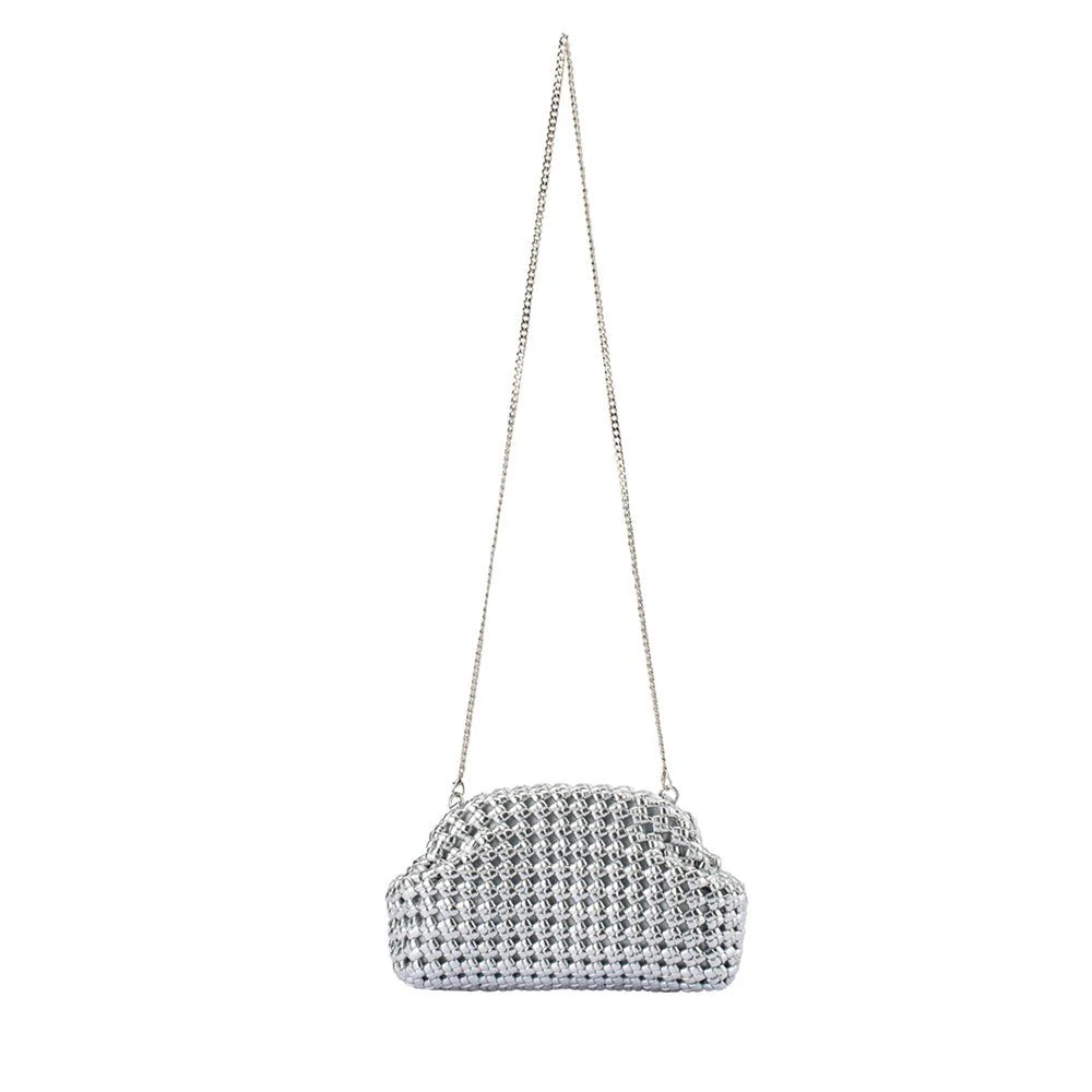 Silver woven bag by Olga Berg