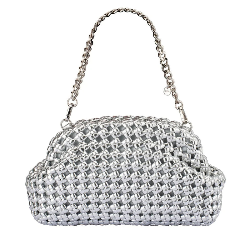 Silver woven bag by Olga Berg