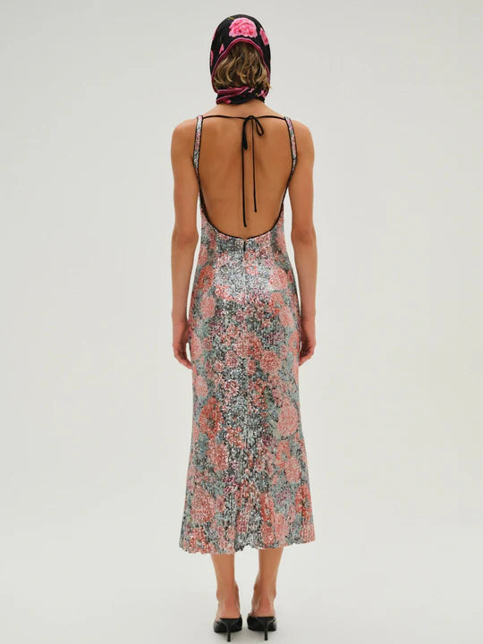 Ladonna Floral Sequin Midi Dress by For Love and Lemons