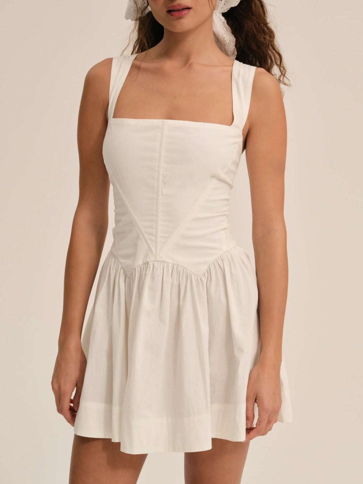 Chloe White Drop Waist Mini Dress by For Love and Lemons